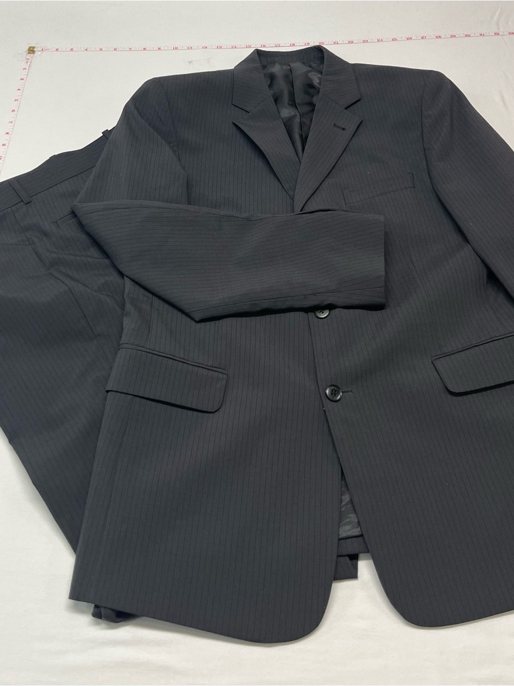 Mexx Men's Dark Black Pinstripe Suit Jacket with paints  46Rx32  business travel - Picture 7 of 7